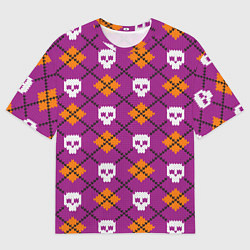 Мужская футболка оверсайз Вязаный черепной паттерн