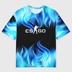 Мужская футболка оверсайз CGGO blue flame