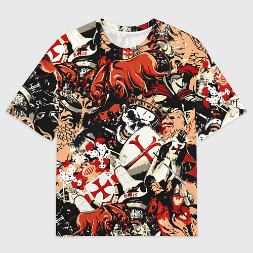 Мужская футболка оверсайз Рыцари тамплиеры цербер и грифон / 3D-принт – фото 1