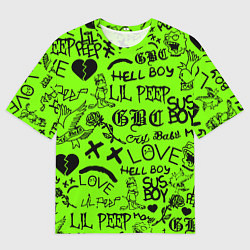 Футболка оверсайз мужская Lil Peep кислотный паттерн, цвет: 3D-принт