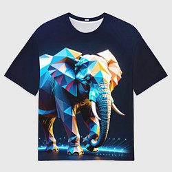 Мужская футболка оверсайз Большой полигональный слон