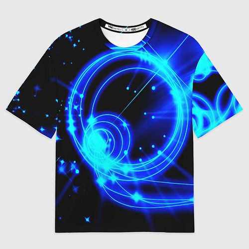 Мужская футболка оверсайз Оптические синие волны / 3D-принт – фото 1
