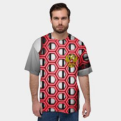 Футболка оверсайз мужская Россия герб сетка метала, цвет: 3D-принт — фото 2