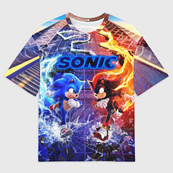 Футболка оверсайз мужская Соник и Шэдоу ёжики, цвет: 3D-принт