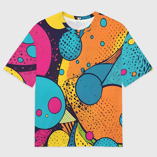 Мужская футболка оверсайз Поп-арт абстракция круги / 3D-принт – фото 1