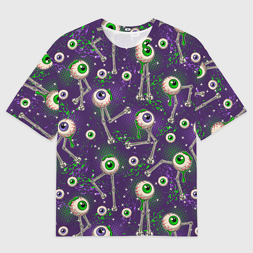 Мужская футболка оверсайз Глаза на костях паттерн / 3D-принт – фото 1