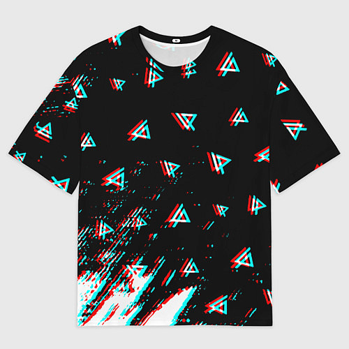 Мужская футболка оверсайз Linkin park glitch patern / 3D-принт – фото 1