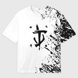 Мужская футболка оверсайз Doom logo краски чёрные