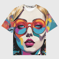 Футболка оверсайз мужская Девушка в солнечных очках поп-арт, цвет: 3D-принт