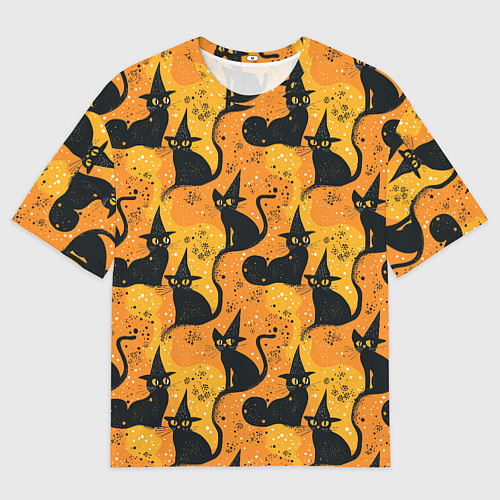 Мужская футболка оверсайз Кошки в шляпах - паттерн / 3D-принт – фото 1