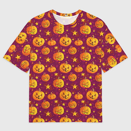Мужская футболка оверсайз Веселые тыквы на Хэллоуин / 3D-принт – фото 1