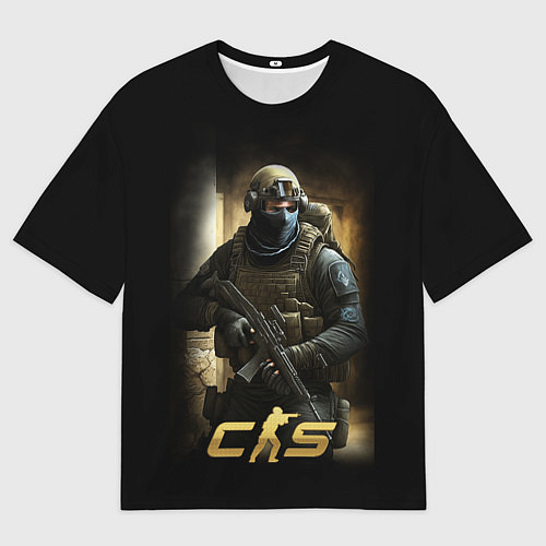 Мужская футболка оверсайз CS спецназовец / 3D-принт – фото 1