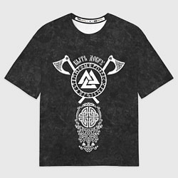 Футболка оверсайз мужская Быть добру - орнамент с валькнутом, цвет: 3D-принт