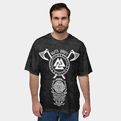 Футболка оверсайз мужская Быть добру - орнамент с валькнутом, цвет: 3D-принт — фото 2
