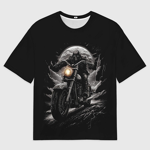 Мужская футболка оверсайз Мотоциклист готический стиль / 3D-принт – фото 1