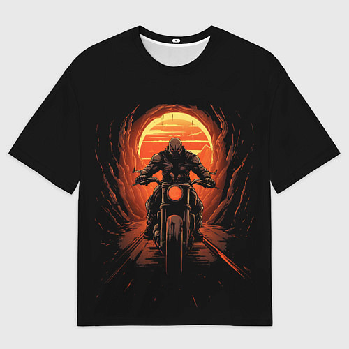 Мужская футболка оверсайз Байкер в маске / 3D-принт – фото 1