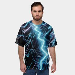 Футболка оверсайз мужская Разряд молнии - неоновое свечение, цвет: 3D-принт — фото 2