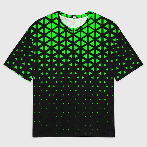 Мужская футболка оверсайз Геометрический градиент - чёрно-зелёный / 3D-принт – фото 1