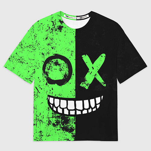 Мужская футболка оверсайз Кислотный злобный смайлик / 3D-принт – фото 1