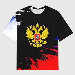 Футболка оверсайз мужская Триколор Россия герб, цвет: 3D-принт