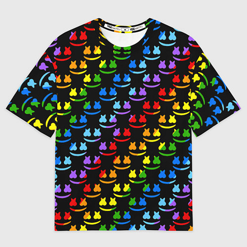 Мужская футболка оверсайз Marshmello pattern neon / 3D-принт – фото 1