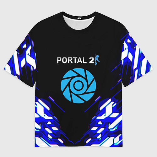 Мужская футболка оверсайз Portal 2 неоновая текстура / 3D-принт – фото 1