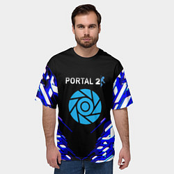 Футболка оверсайз мужская Portal 2 неоновая текстура, цвет: 3D-принт — фото 2
