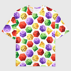 Мужская футболка оверсайз Игровые разноцветные кости паттерн
