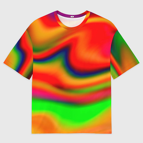 Мужская футболка оверсайз Неоновые разводы краски / 3D-принт – фото 1