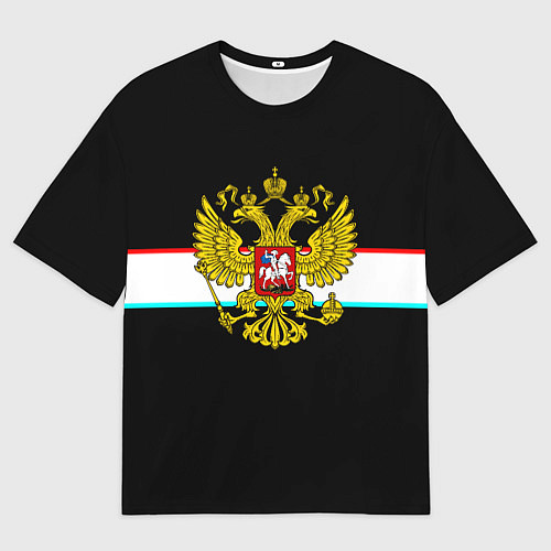 Мужская футболка оверсайз Герб РФ спорт полоса / 3D-принт – фото 1