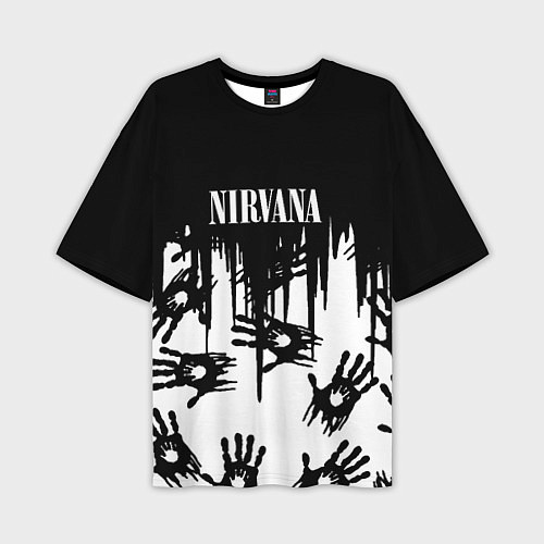 Мужская футболка оверсайз Nirvana rok hand / 3D-принт – фото 1