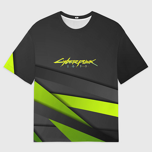 Мужская футболка оверсайз Cyberpunk 2077 stripes line / 3D-принт – фото 1