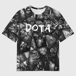 Мужская футболка оверсайз Dota 2 - мозаика из персонажей игры