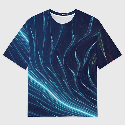 Мужская футболка оверсайз Линии абстрактные неоновые / 3D-принт – фото 1