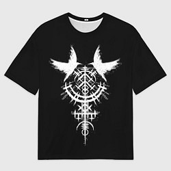 Мужская футболка оверсайз Вороны и став рун защиты