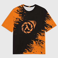 Мужская футболка оверсайз Half life 3 краски оранжевые
