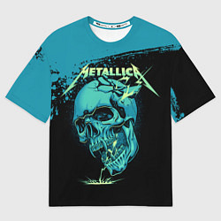 Футболка оверсайз мужская Metallica - молния пробивает череп, цвет: 3D-принт