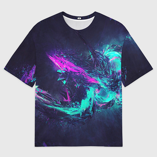 Мужская футболка оверсайз Неоновые краски абстракция / 3D-принт – фото 1