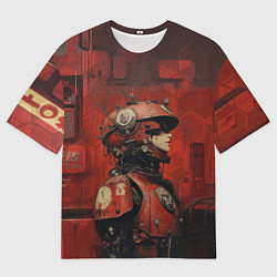Мужская футболка оверсайз Футуристичная девушка-робот