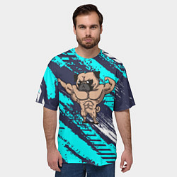 Футболка оверсайз мужская Мопс бодибилдер, цвет: 3D-принт — фото 2