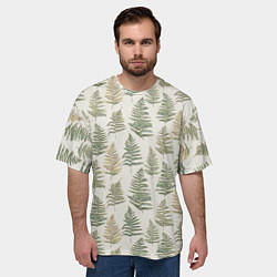 Футболка оверсайз мужская Узор из листьев папоротника, цвет: 3D-принт — фото 2