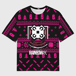 Футболка оверсайз мужская Rainbow six winter pink, цвет: 3D-принт