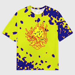 Мужская футболка оверсайз Cyberpunk 2077 листья сакуры