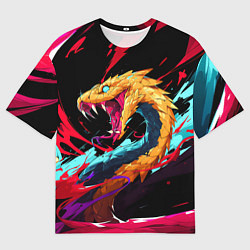 Мужская футболка оверсайз Злая желтая змея