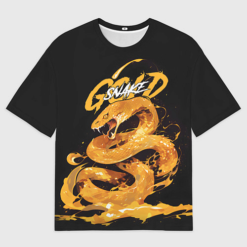 Мужская футболка оверсайз Gold snake / 3D-принт – фото 1