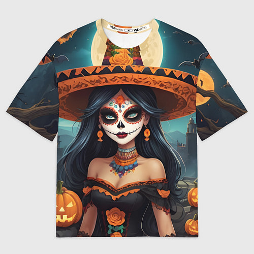 Мужская футболка оверсайз Страшилки ведьмочка / 3D-принт – фото 1