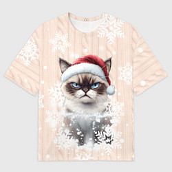 Мужская футболка оверсайз Угрюмый кот