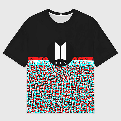 Мужская футболка оверсайз BTS glitch / 3D-принт – фото 1