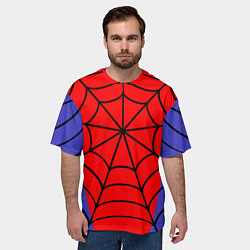 Футболка оверсайз мужская Паутина паука на красном фоне, цвет: 3D-принт — фото 2