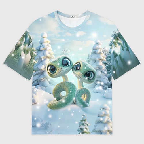 Мужская футболка оверсайз Милые змеи / 3D-принт – фото 1